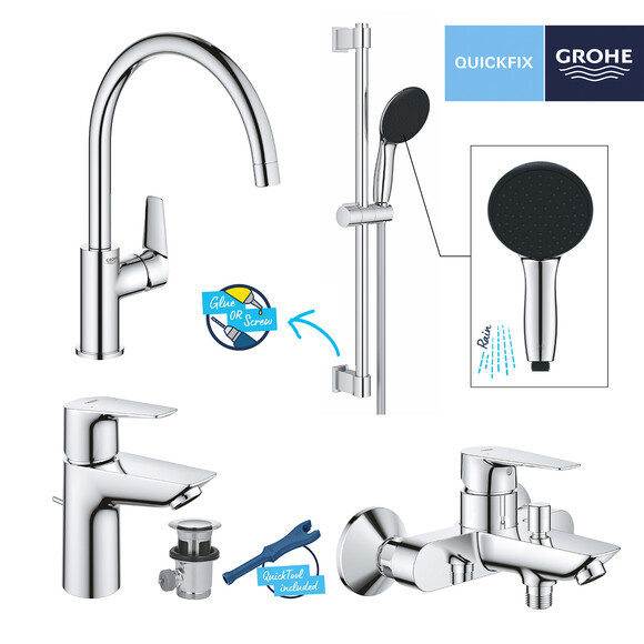 Комплект смесителей для ванной комнаты и кухни Grohe QuickFix StartEdge 3 в 1 (UA202501SK) (CV030625) изображение 23