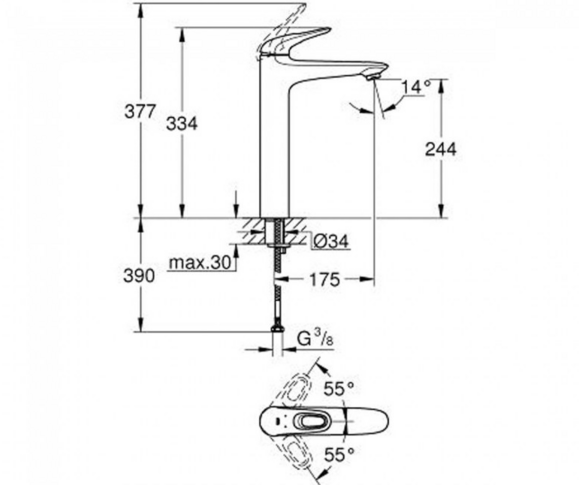 Смеситель для раковины Grohe Eurostyle New однорычажный 23569003 изображение 2