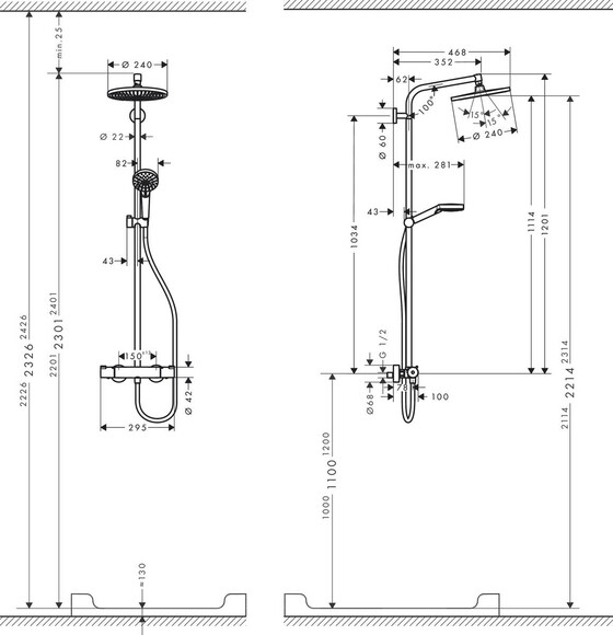 Душевая система HANSGROHE Crometta S 240 1jet Showerpipe, с термостатом (27267000) изображение 3