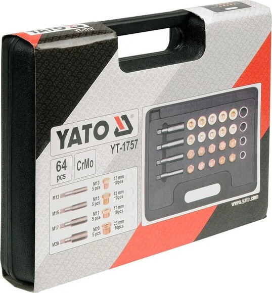 Набор оборудования для ремонта масляных пробок Yato, 64 шт (YT-1757) изображение 2
