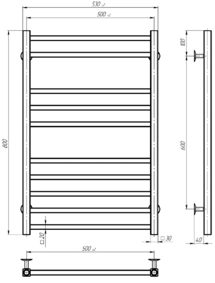 Рушникосушарка водяна DEVIT Universal UN500800 П10 500x800, хром фото 2