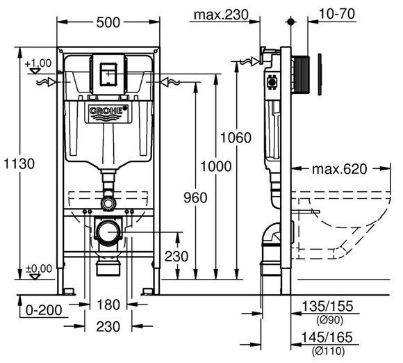 Инсталляция для унитазов Grohe Solido с клавишей Even Black (38811KF0) изображение 2