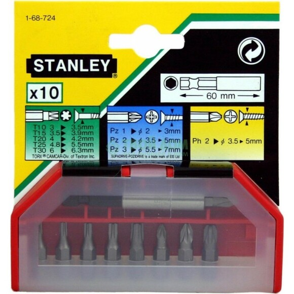 Набір біт Stanley L = 25 мм, 10 шт, пластикова коробка (1-68-724) фото 2