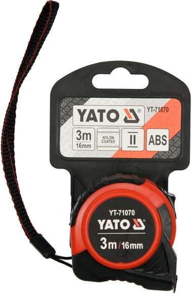 Рулетка Yato (YT-71070) 3 м x 16 мм, стальной лентой, нейлоновым покрытием изображение 3