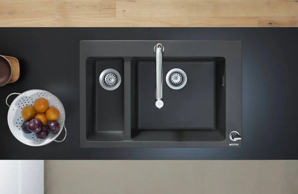 Кухонная мойка HANSGROHE S51 S510-F635, с дополнительной чашей, черный графит (43315170) изображение 2