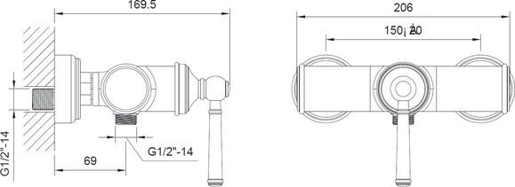 Смеситель для душа Imprese Hydrant ZMK031806080, никель, 35 мм изображение 2