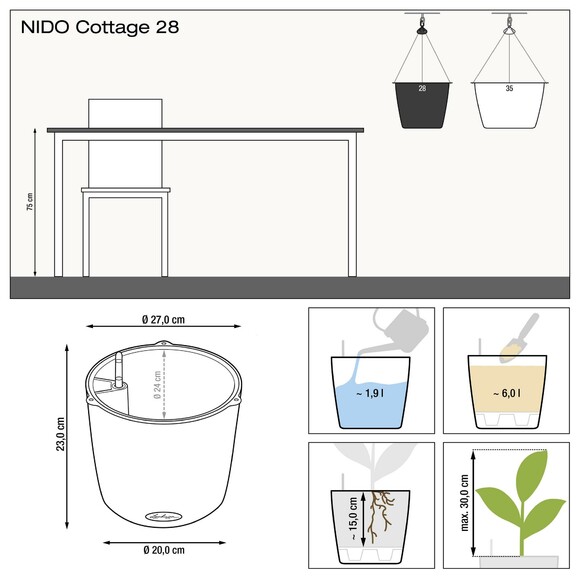 Вазон Lechuza Nido Cottage 28 (песочно-коричневый) (15106) изображение 7