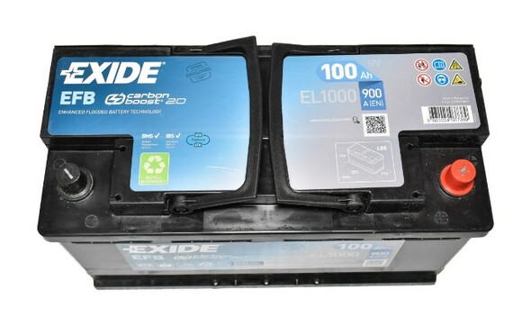 Аккумулятор EXIDE EL1000 (Start-Stop EFB), 100Ah/900A  изображение 2