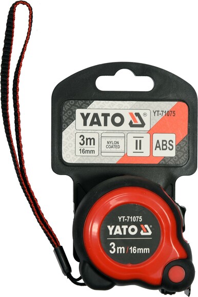 Рулетка Yato (YT-71075) 3 м x 16 мм, стальной лентой, нейлоновым покрытием, двойной блокировкой изображение 3