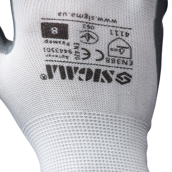 Перчатки трикотажные Sigma с частичным нитриловым покрытием серые манжет р8 (9443501) изображение 3