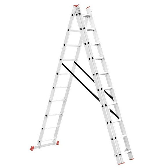 Лестница алюминиевая трехсекционная INTERTOOL 3х10 (LT-0310)