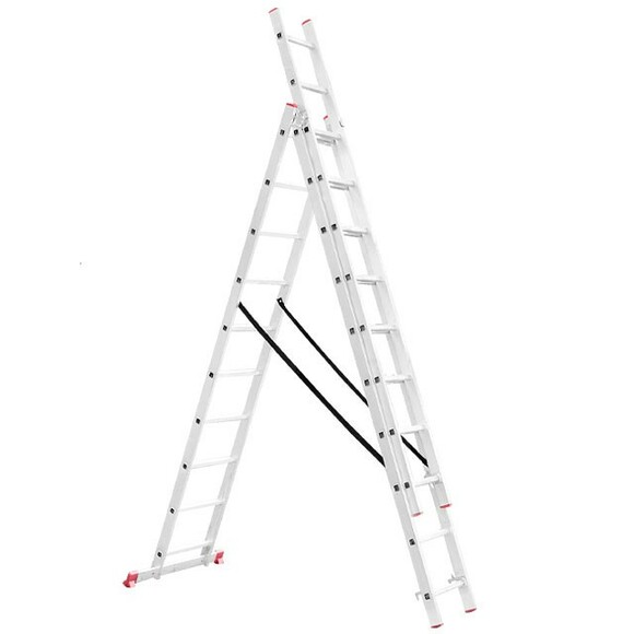 Лестница алюминиевая трехсекционная INTERTOOL 3х10 (LT-0310) изображение 2