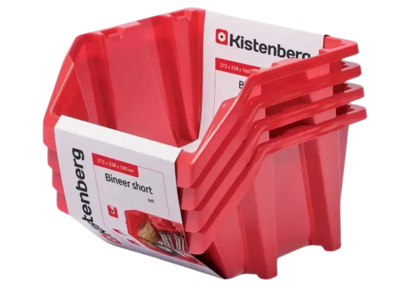 Набор контейнеров Kistenberg Bineer short 272x238x236 мм, красный, 4 шт (KBISS28-3020-4)