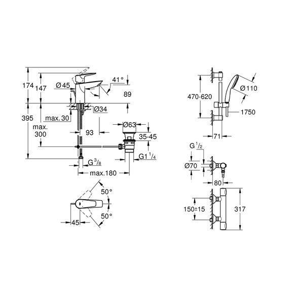 Комплект смесителей для душа с термостатом Grohe QuickFix (UA202503TS) (CV030629) изображение 23