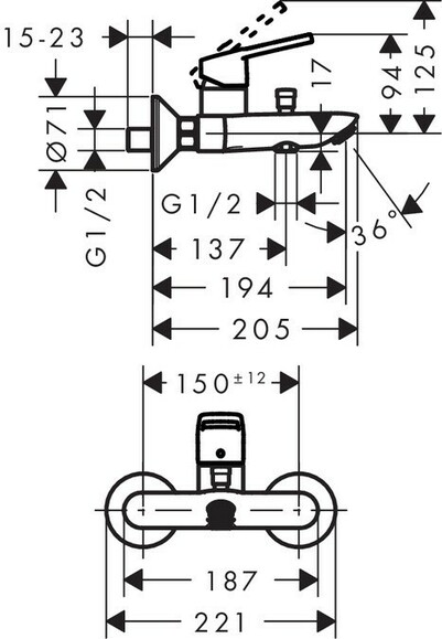 Набор 3 в 1: смеситель для раковины HANSGROHE Logis Loop 71151000, смеситель для ванны 71244000, душевой набор Crometta Vario 26553400 (10612019) изображение 6