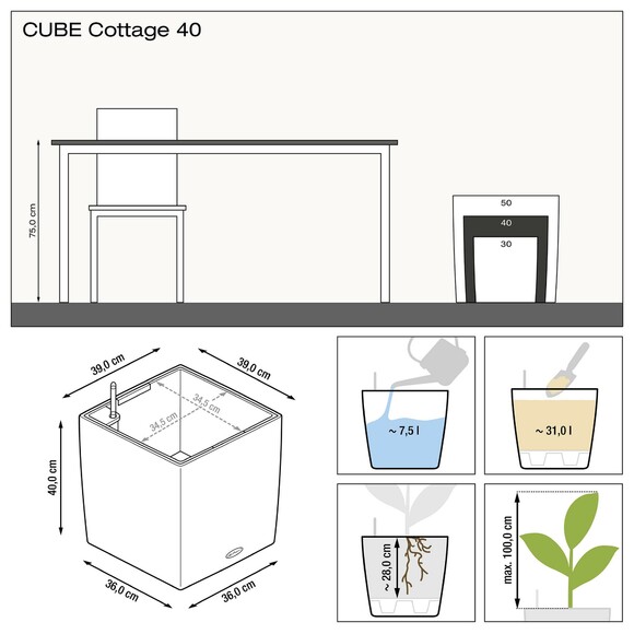 Вазон Lechuza CUBE Cottage 40 (светло-серый) (15387) изображение 7