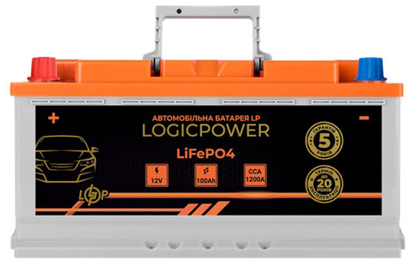 Автомобільний акумулятор Logicpower LiFePO4 BMS 1200 А, 12.8В, 100 Аг (24768)