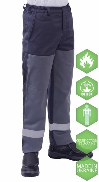 Рабочие брюки сварщика Free Work Fenix серо-синие р.60-62/3-4 (61382) изображение 4