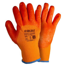Перчатки трикотажные Sigma с частичным ПВХ покрытием утепленные оранжевые манжет р10 (9444441)