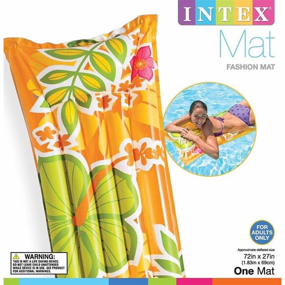 Пляжний надувний матрац для плавання Intex Помаранчевий Fashion Mats 183х69см (59720-1) фото 3