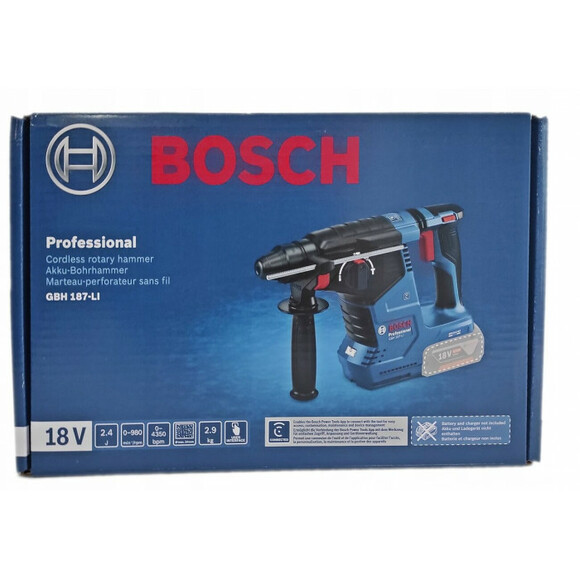 Акумуляторний перфоратор Bosch GBH 187-LI Solo (0611923020) (без АКБ та ЗП) фото 16