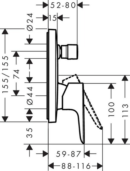 Смеситель для ванны HANSGROHE Talis E, однорычажный, скрытый монтаж, черный матовый (71745670) изображение 2