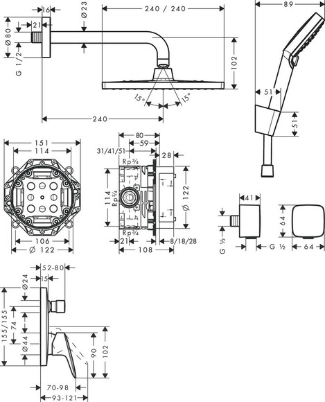Душова система HANSGROHE Crometta E 240 1jet Showerpipe, з одноважільним змішувачем (27957000) фото 2