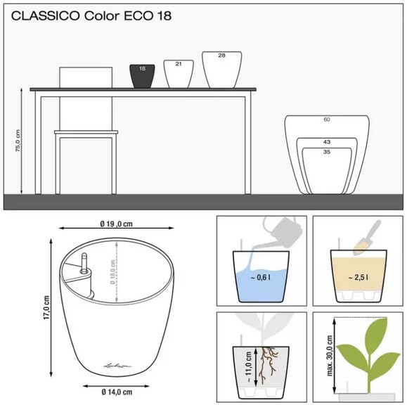 Вазон Lechuza CLASSICO Color ECO 18 (18905) фото 2