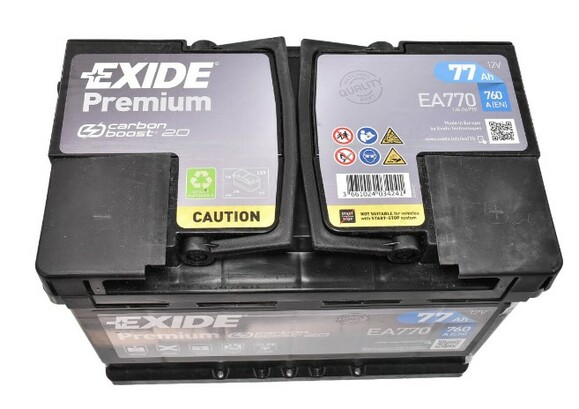 Акумулятор EXIDE EA770 Premium, 77Ah/760A фото 2