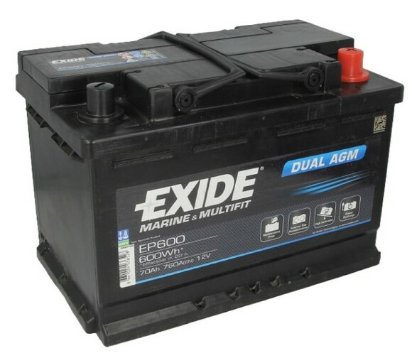 Тяговый аккумулятор EXIDE EP600, 70Ah/760A изображение 2