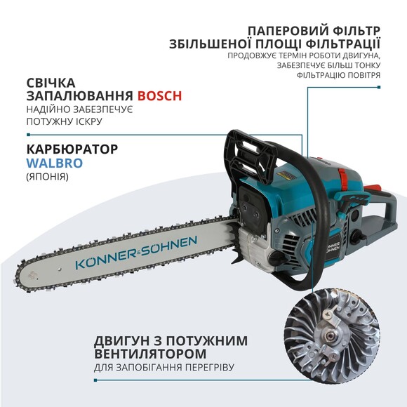 Бензопила Konner&Sohnen KS CS31G-16 изображение 11