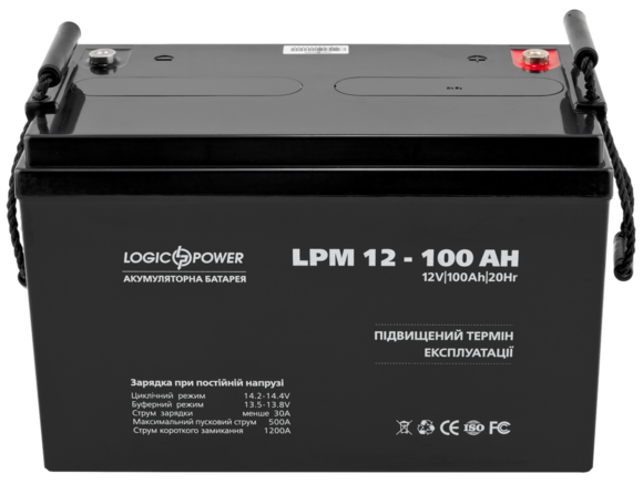 Аккумулятор Logicpower AGM LPM 12 - 100 AH изображение 2