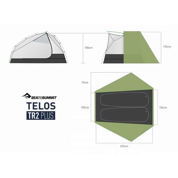 Палатка Sea To Summit Telos TR2 Plus, Green (STS ATS2040-02170402) изображение 4