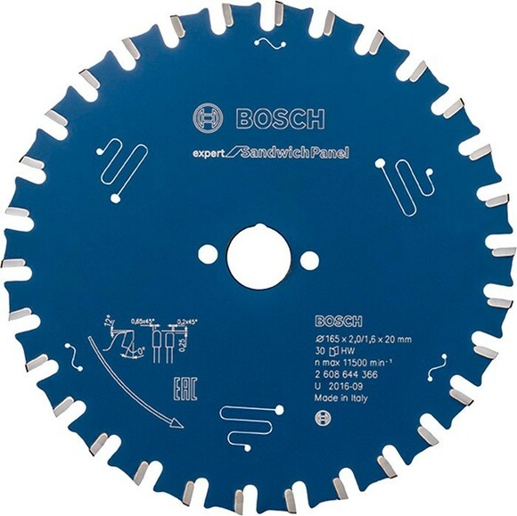 Пиляльний диск Bosch Expert for Sandwich Panel 165x20x2/1.6x30T (2608644366)