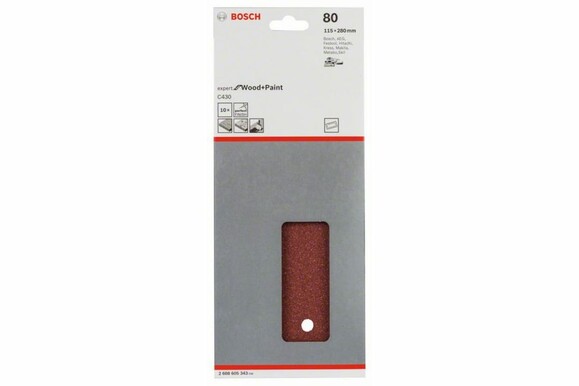 Шлифлист Bosch Expert for Wood and Paint C430, 115x280 мм, K80, 10 шт. (2608605343) изображение 2