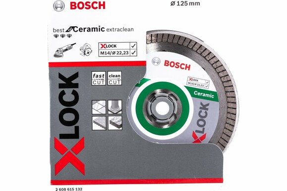 Алмазний диск Bosch X-LOCK Best for Ceramic Extraclean Turbo 125x22.23x1.4x7 мм (2608615132) фото 4