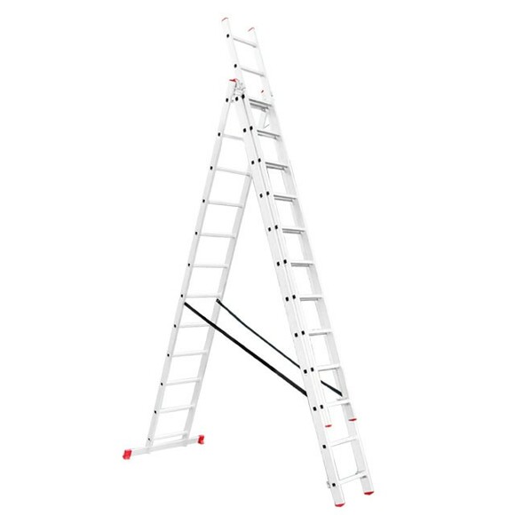 Лестница алюминиевая трехсекционная INTERTOOL 3х12 (LT-0312) изображение 2