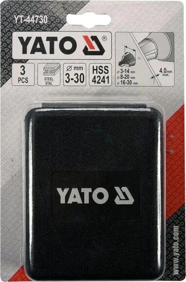 Набір конусних свердел по металу YATO 3 шт. (YT-44730) фото 5