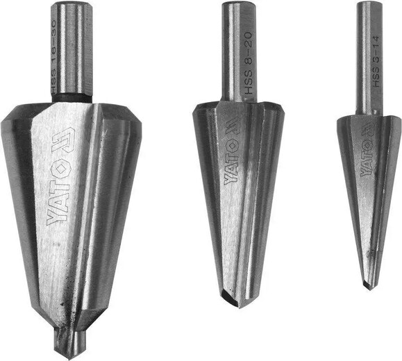 Набор конусных сверл по металлу YATO 3 шт. (YT-44730) изображение 2
