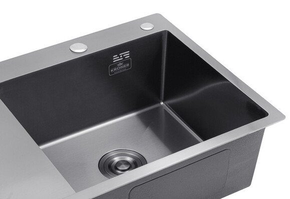 Кухонна мийка Kroner KRP Schwarze-7849RHM PVD, 3.0/1.0 мм (CV025279) фото 4