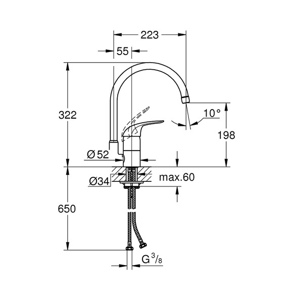 Змішувач для кухні Grohe Euroeco (32752000) (CV032451) фото 2