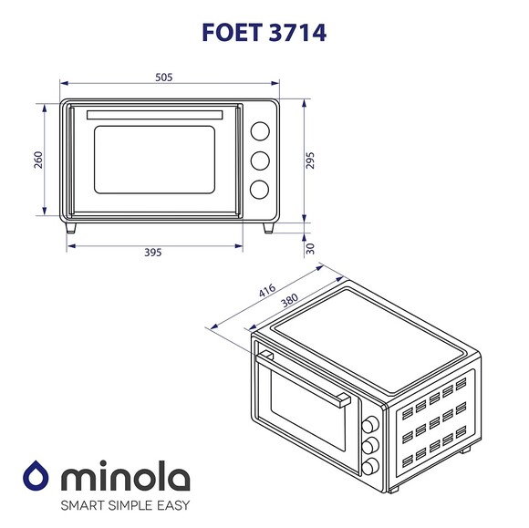 Електропіч Minola FOET 3714 UA (жовто-блакитна) фото 16