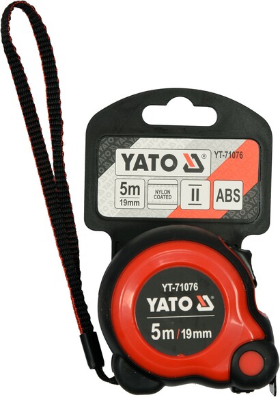 Рулетка Yato (YT-71076) 5 м x 19 мм, стальной лентой, нейлоновым покрытием, двойной блокировкой изображение 3