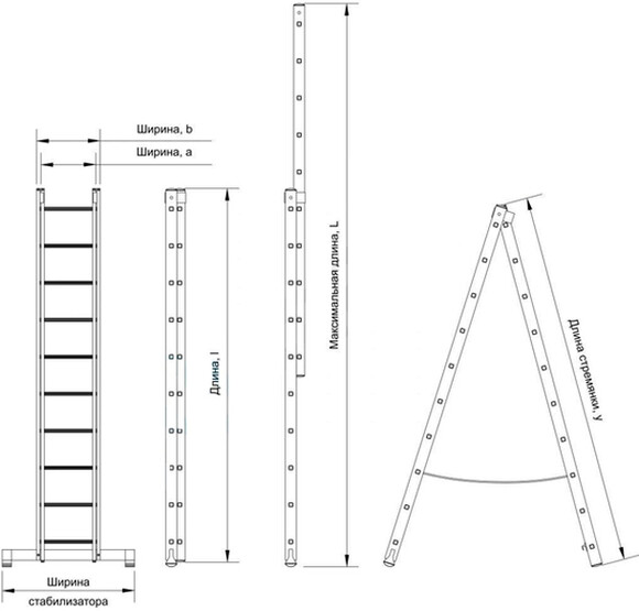 Алюминиевая двухсекционная лестница Техпром P2 9212 2х12 профессиональная изображение 6