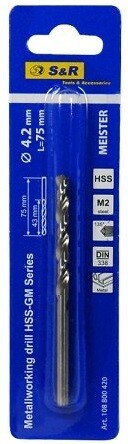 Сверло по металлу S&R Meister HSS 4.2х43х75 мм (108800420) изображение 2