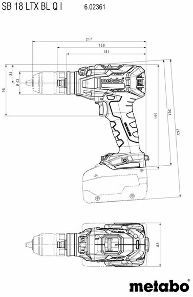 Аккумуляторный шуруповерт Metabo SB 18 LTX BL Q I (602361650) изображение 4