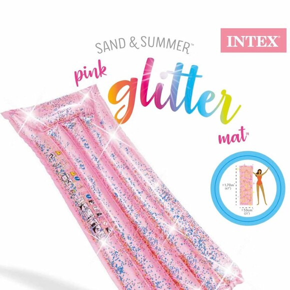 Пляжний надувний матрац Intex для плавання Pink Glitter Mat 170x53x15см (58720) фото 3