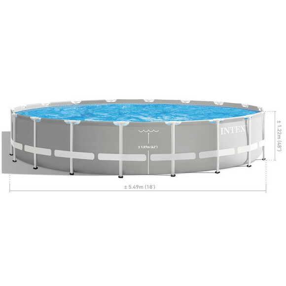 Каркасный бассейн Іntex, 549х122 см (фильтр-насос 5678 л/час, лестница, подстилка, тент) (26732) изображение 3