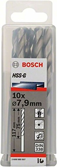 Сверло по металлу Bosch HSS-G 7.9х117 мм, 10 шт. (2608585507) изображение 2