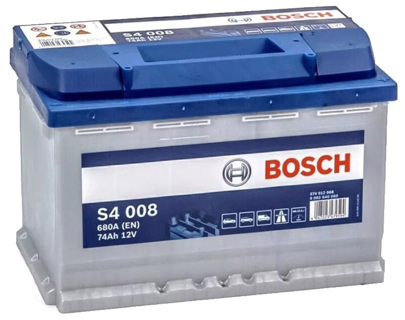 

Автомобильный аккумулятор Bosch S4 12В, 74 Ач, 680 A (0092S40080)